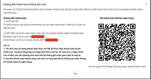 Hình 11: Màn hình chi tiết thông tin và hướng dẫn thanh toán